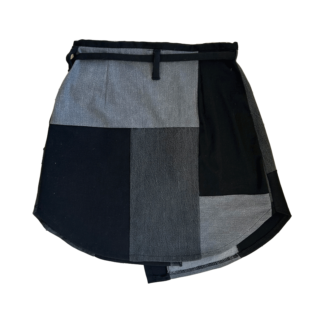 Cutline Denim Wrap Skirt