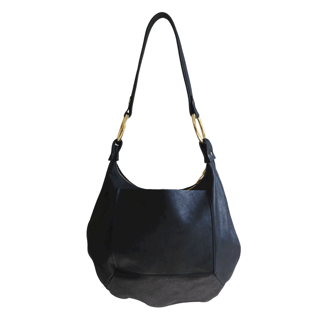 Black leather hobo bag