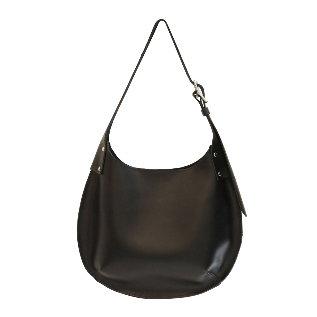 noir black leather hobo