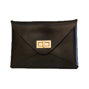 turn lock leather clutch