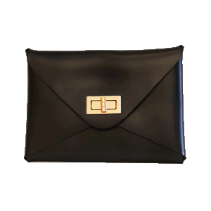 turn lock leather clutch