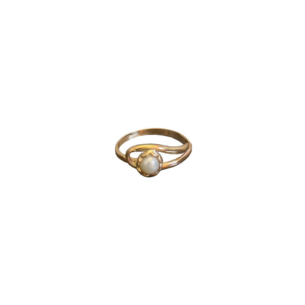 14k gold pearl stacking ring made in USA