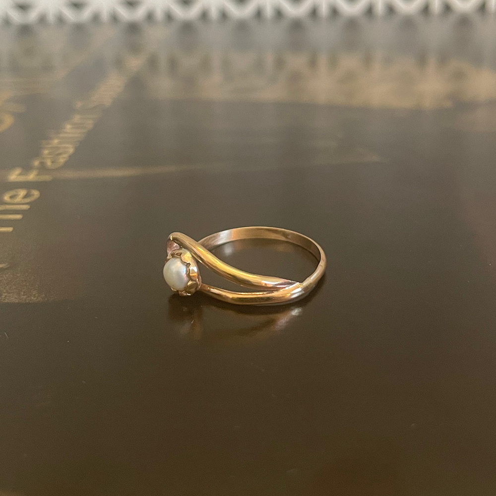 14k gold pearl stacking ring made in USA
