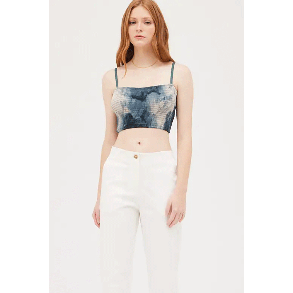 Cotton Tie Dye Smocked Top
