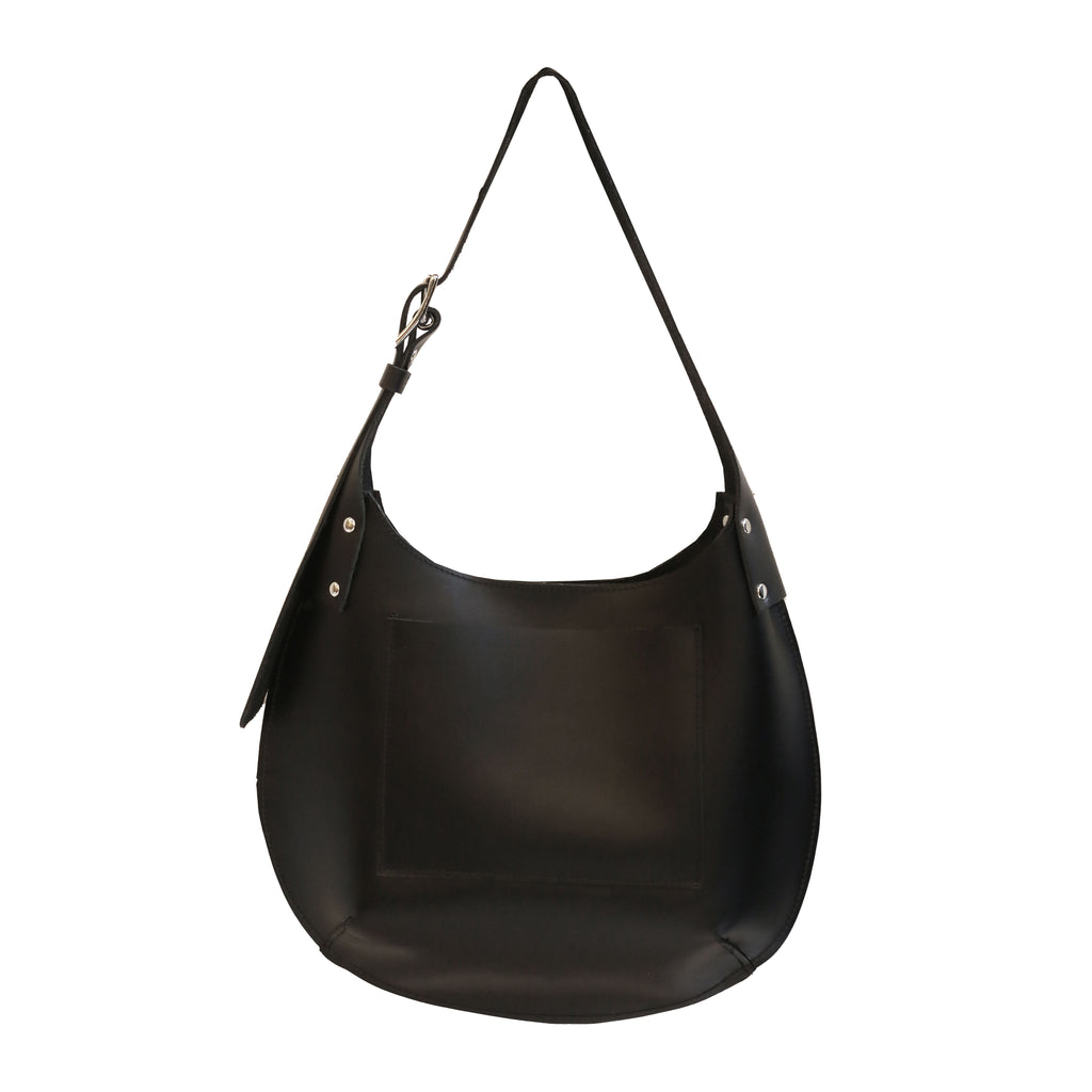 noir black leather hobo