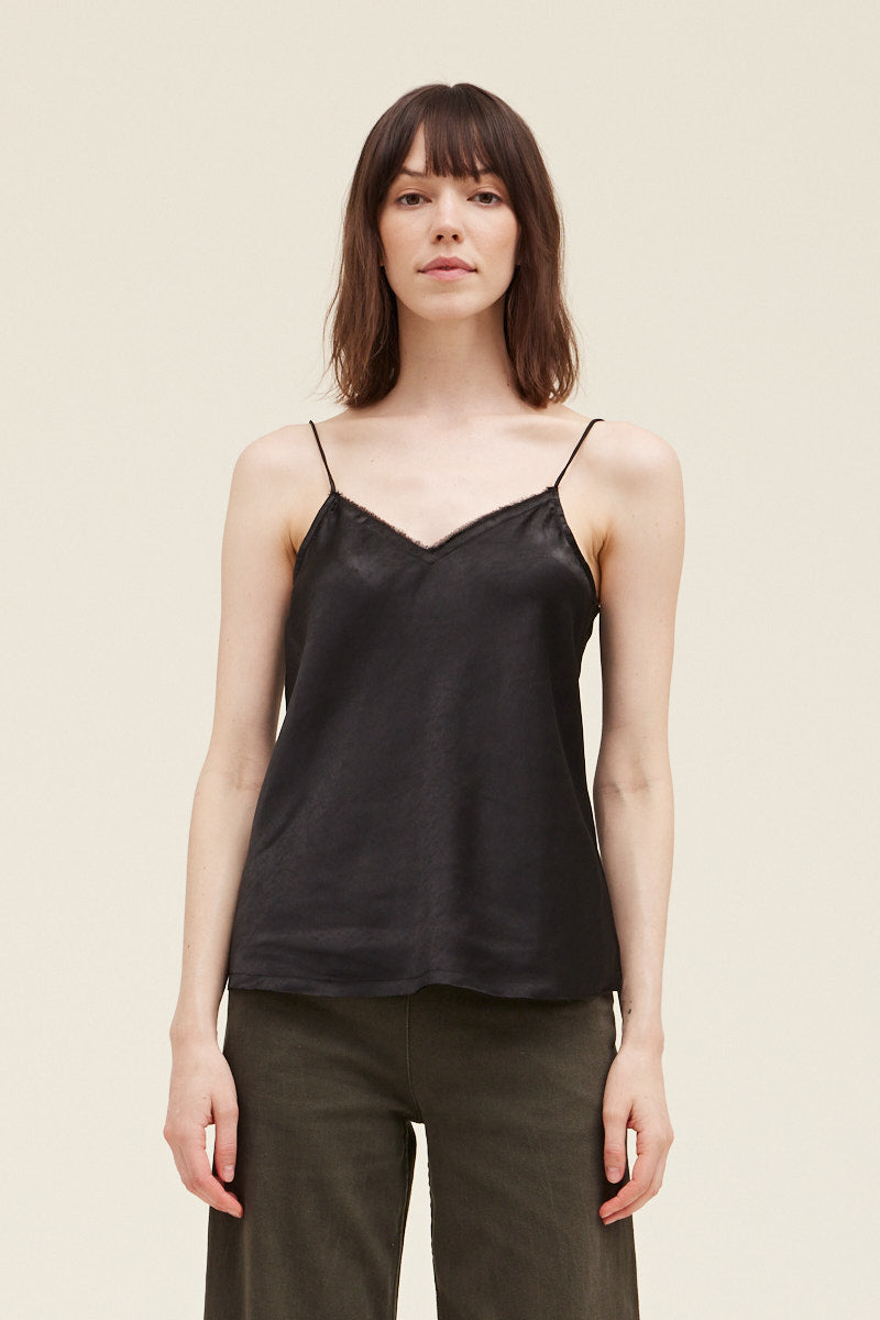 Satin Raw Edge Tank Top