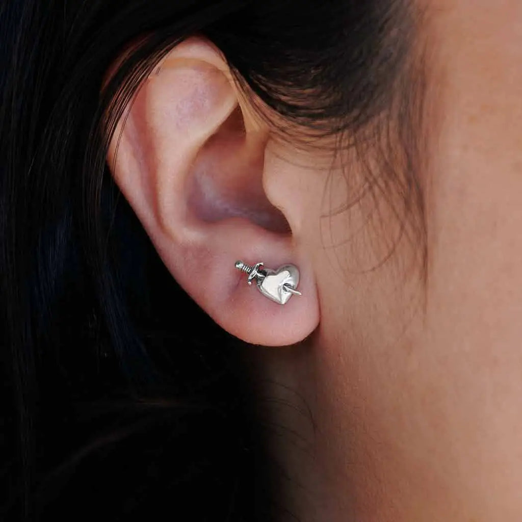 Heart Dagger Studs