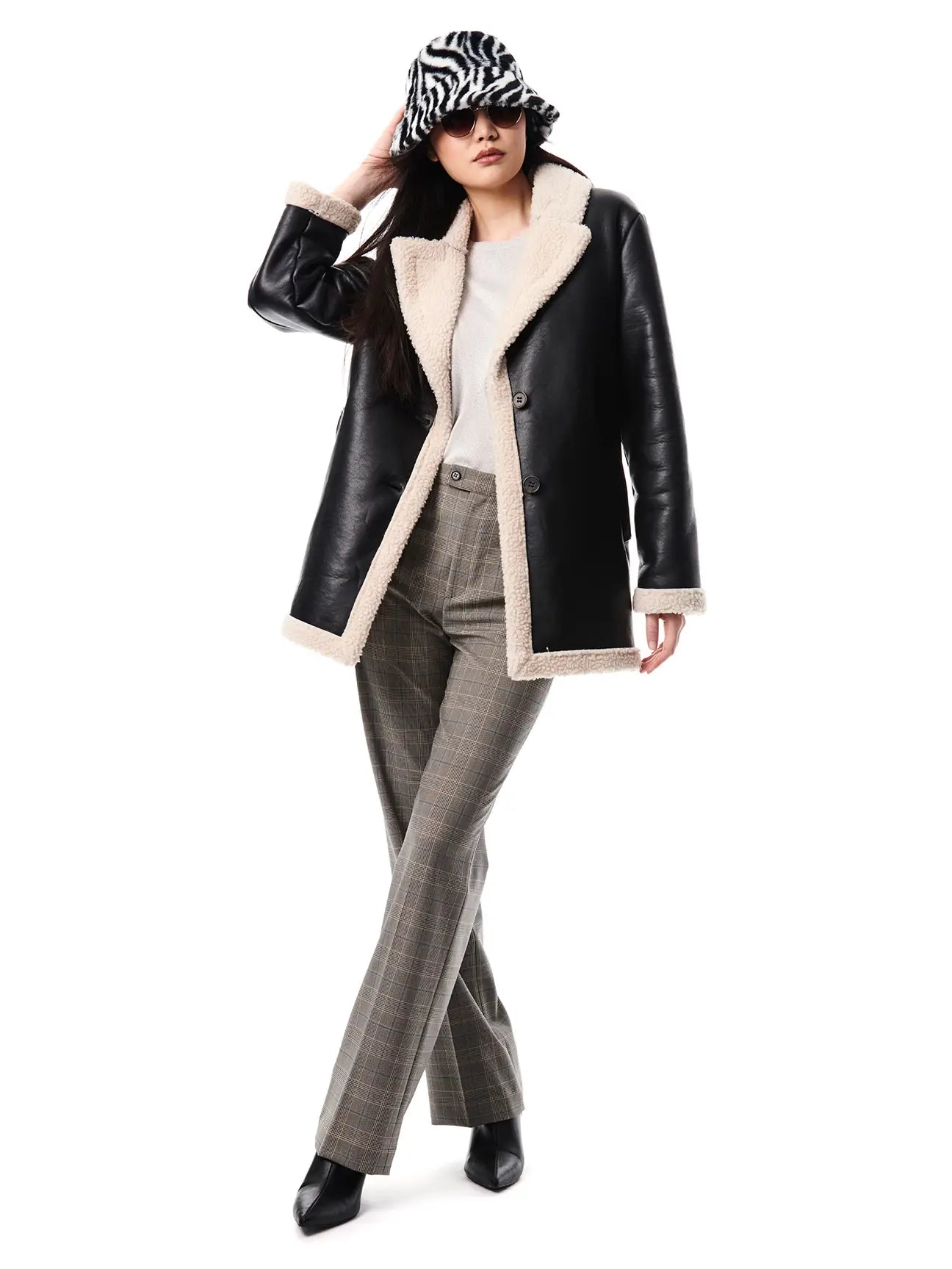 Faux Sherpa Leather Jacket