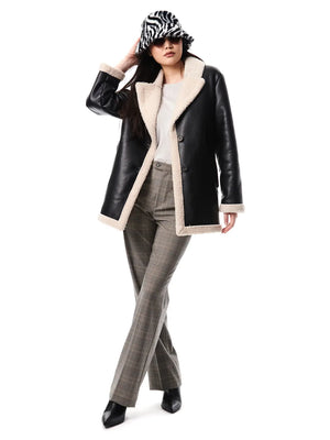Faux Sherpa Leather Jacket