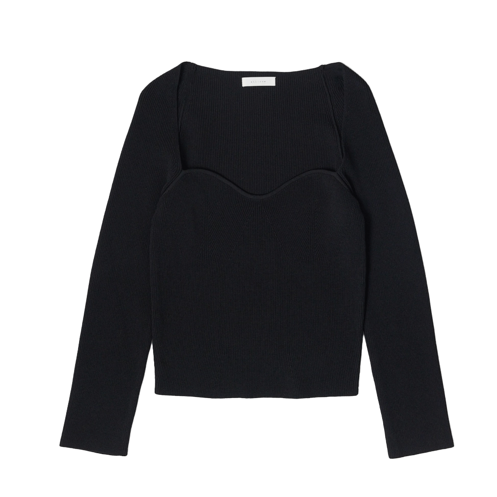 black midweight knit sweater top