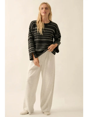 Drop Shoulder Stripe Sweater