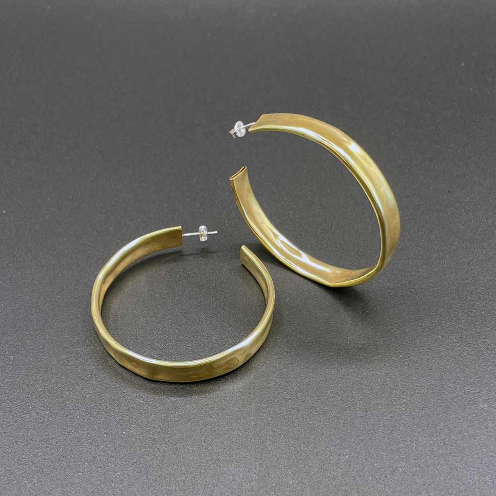 Large Brass Hollow Hoops