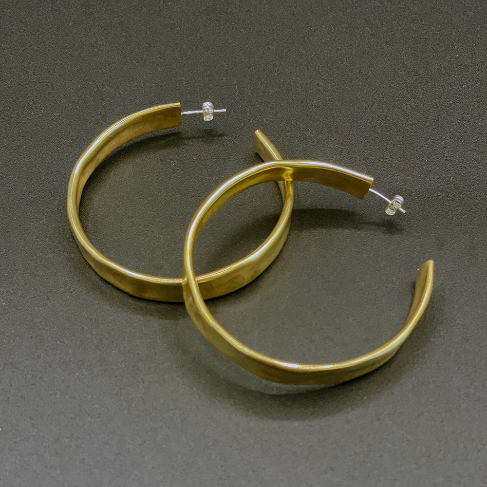 Large Brass Hollow Hoops