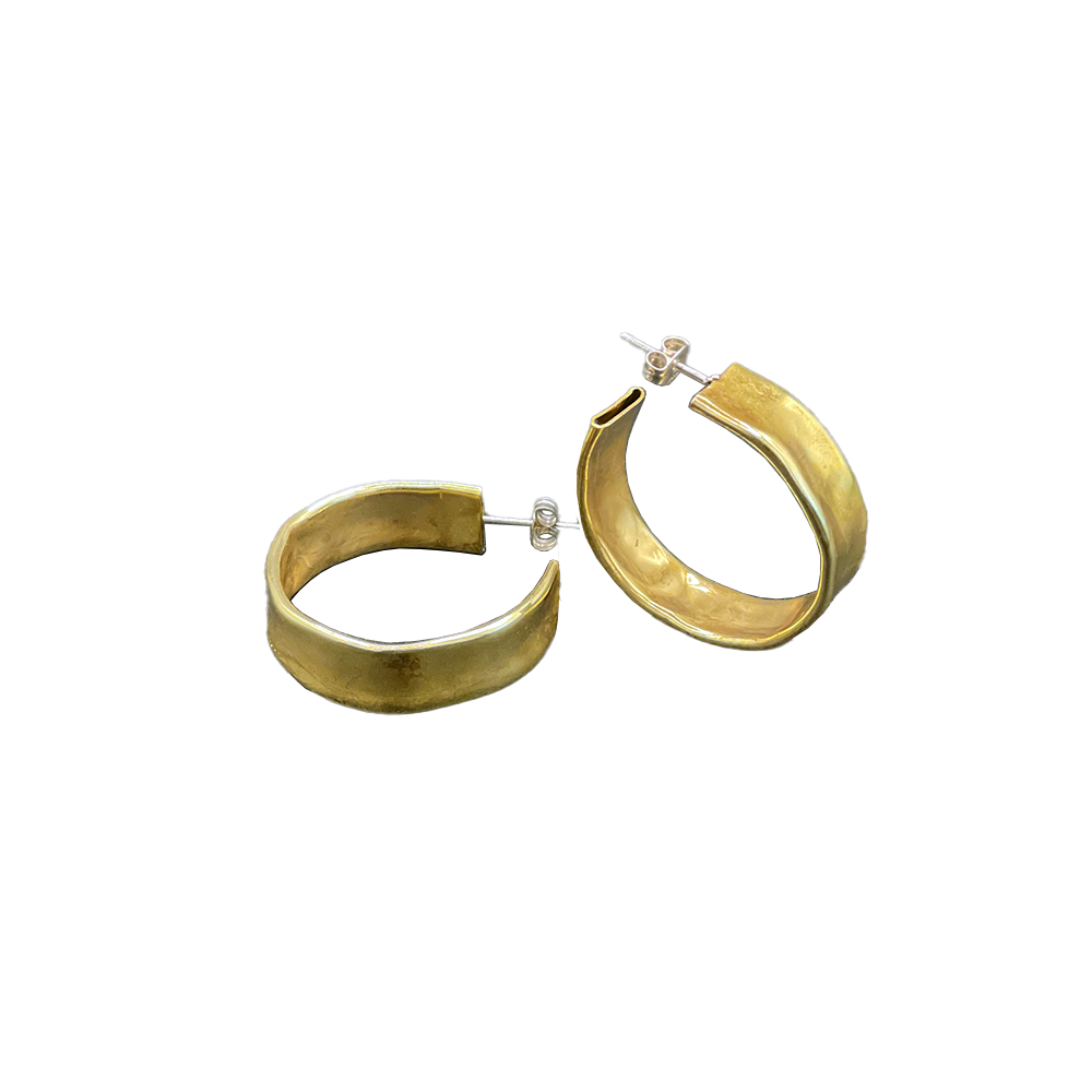 Small Brass Hollow Hoops made in Brooklyn