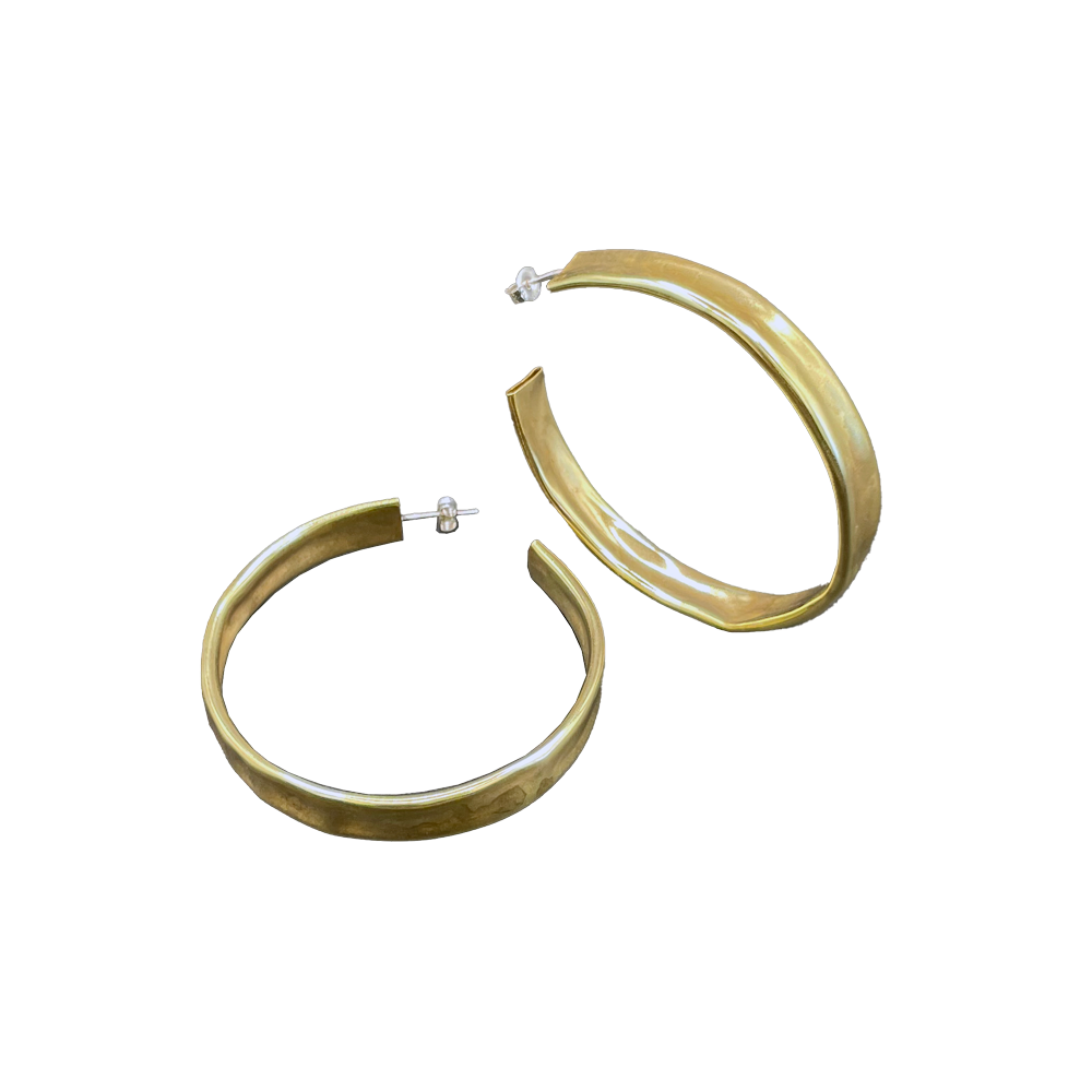 Large Brass Hollow Hoops