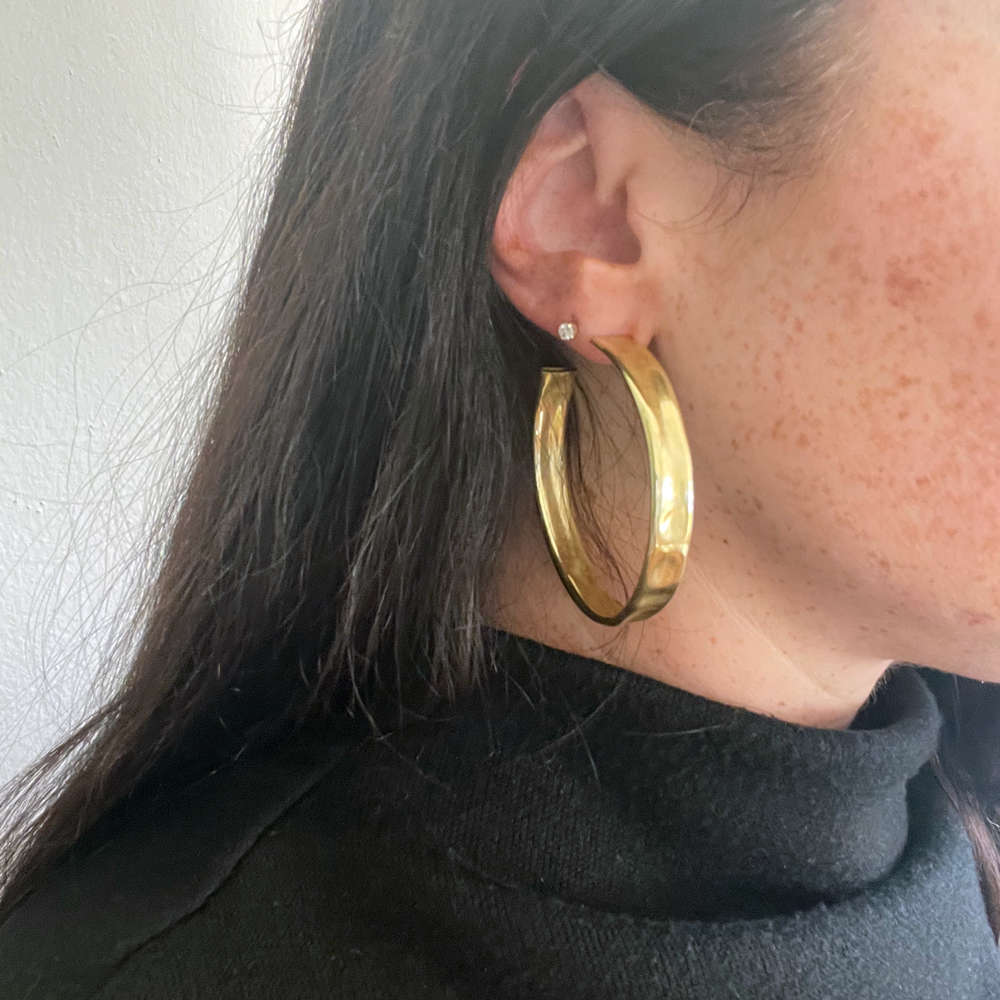 Large Brass Hollow Hoops On