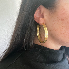 Large Brass Hollow Hoops On
