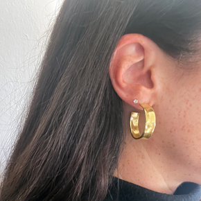Small Brass Hollow Hoops made in Brooklyn