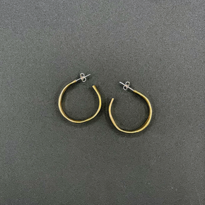 Small Brass Hollow Hoops made in Brooklyn