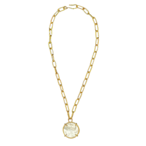 Mother of Pearl and solid brass statement necklace