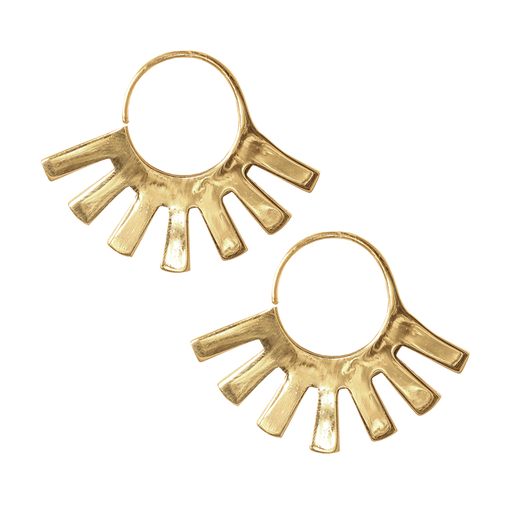 Brass Sun Ray Earring