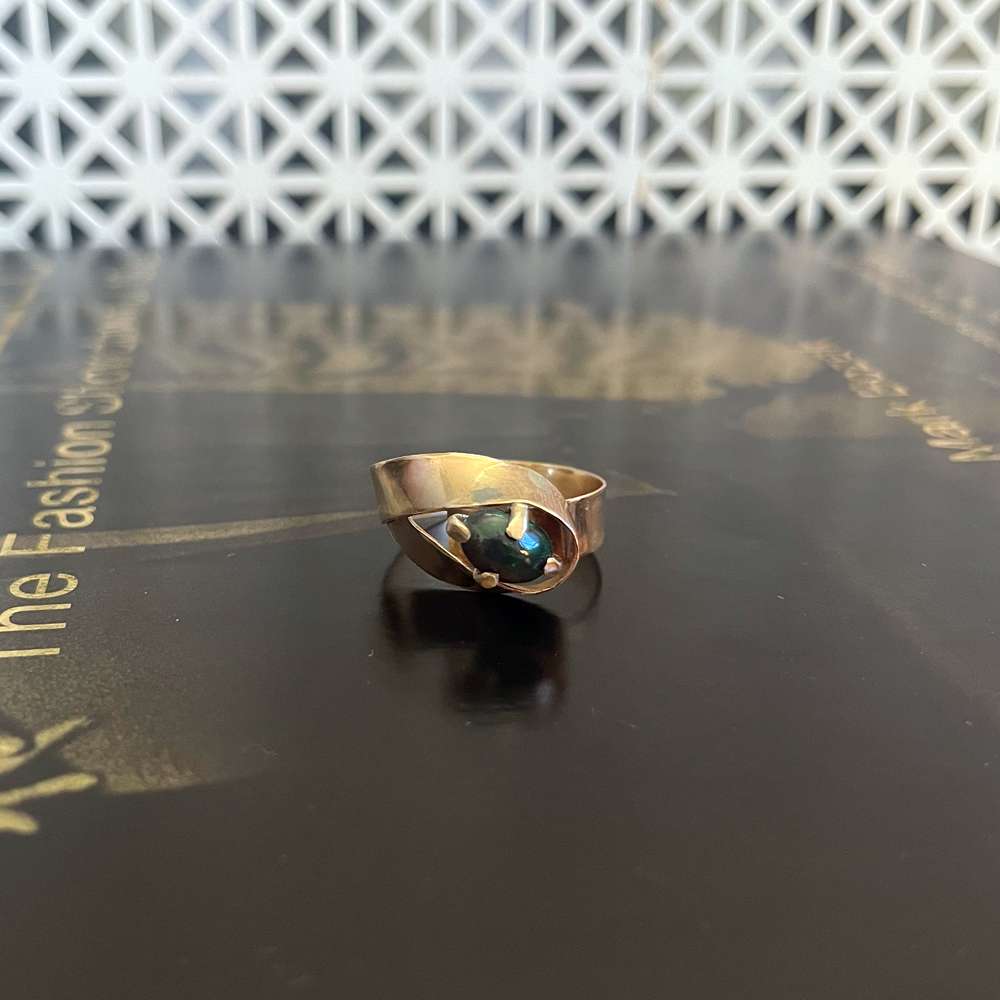 gold filled and black opal ring made in USA