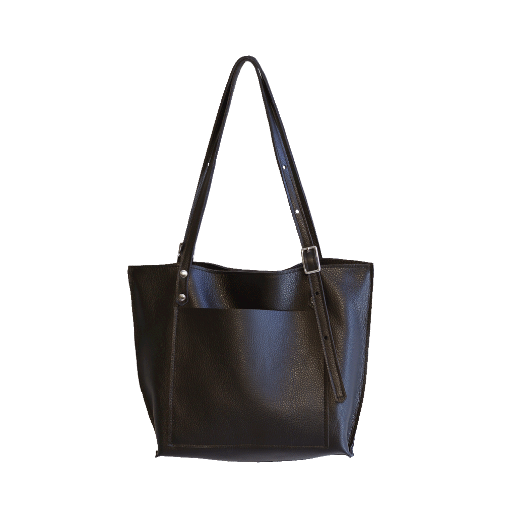 Charlotte Mini Tote in Pebbled Noir