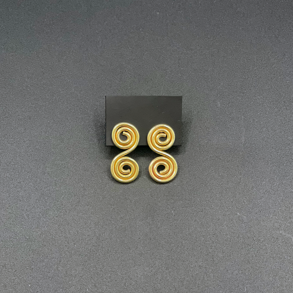 Double Brass Swirl Studs