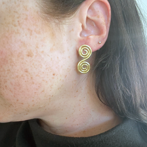 Double Brass Swirl Studs On