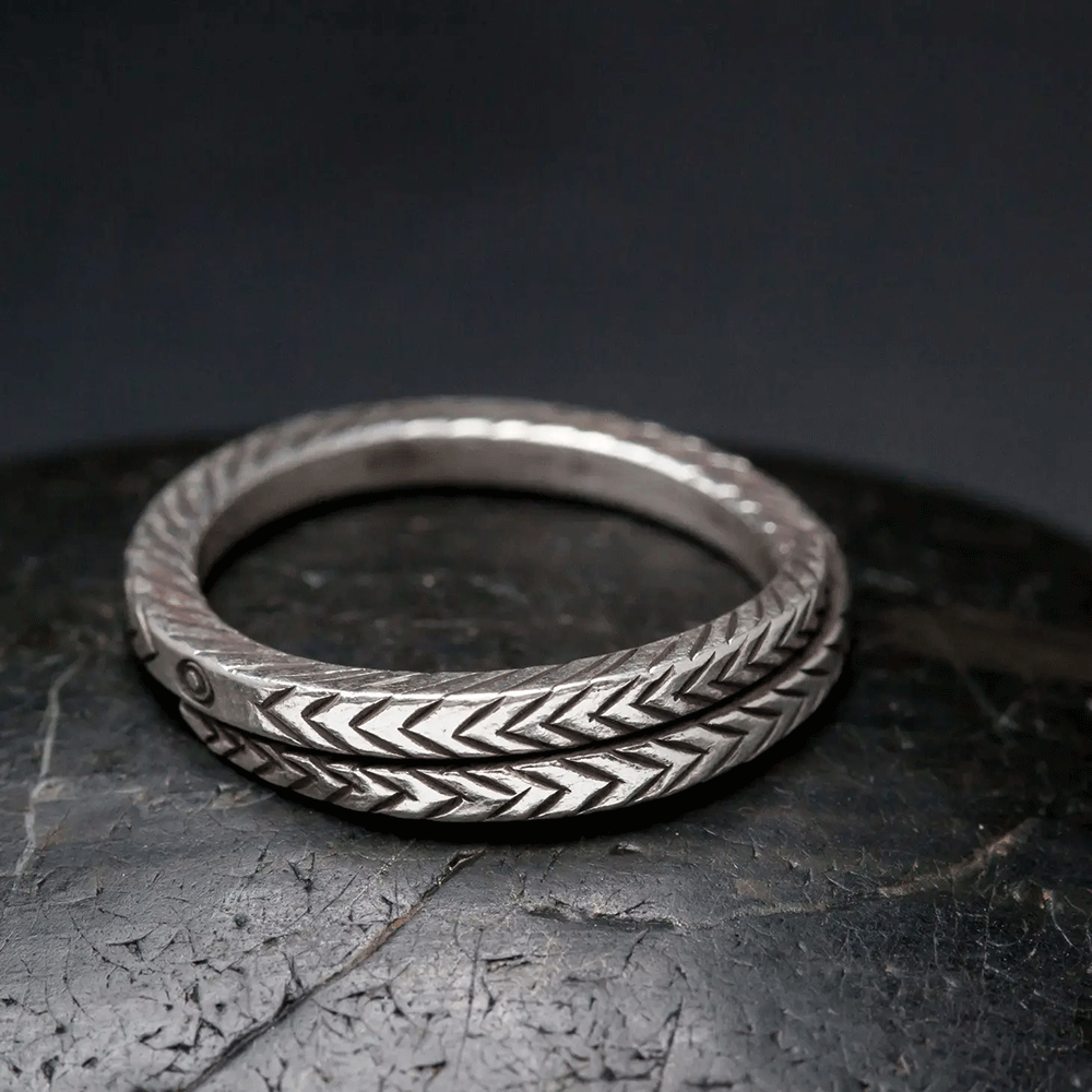 Etched 2025 silver ring