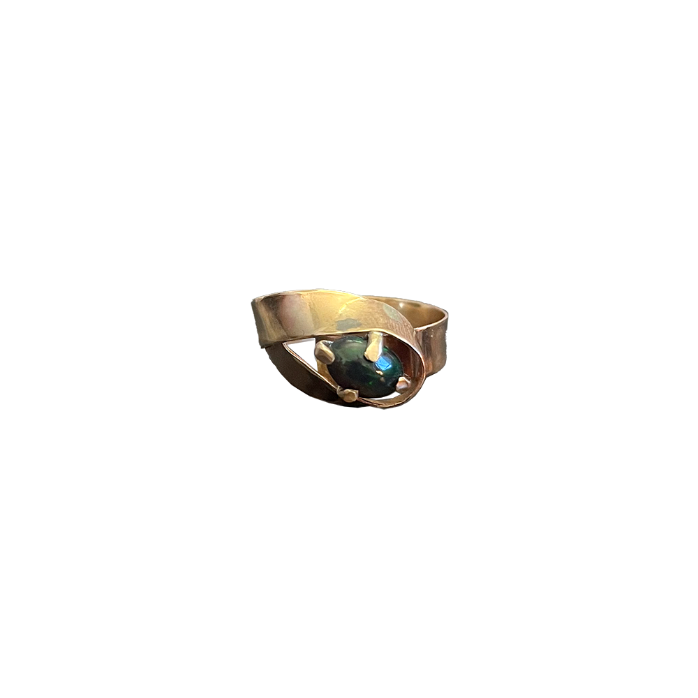 gold filled and black opal ring made in USA