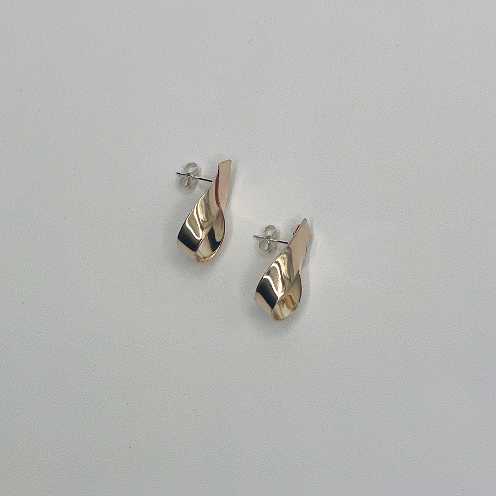 Gold Filled statement post earrings made in Brooklyn