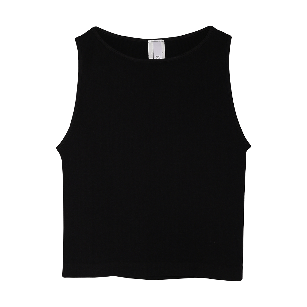 Ribbed High Neck Crop Top