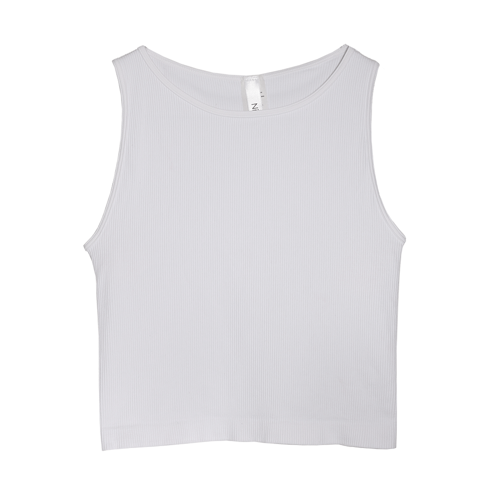 Ribbed High Neck Crop Top