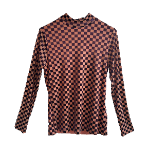 Checker Velvet Mock Neck