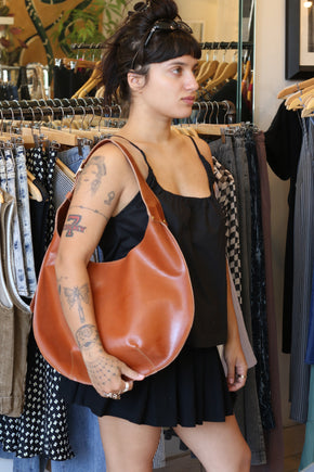 Bardot Leather Hobo in Cognac