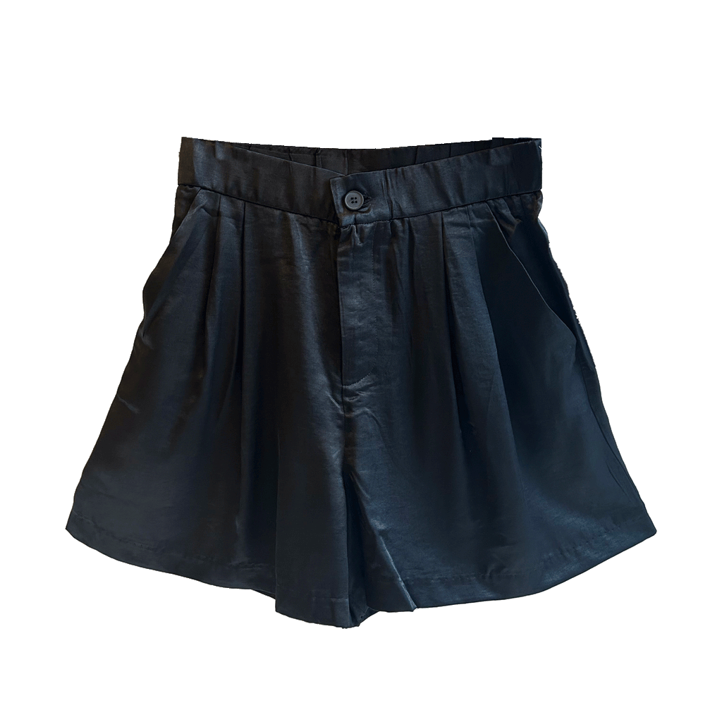 Pleated Satin Shorts