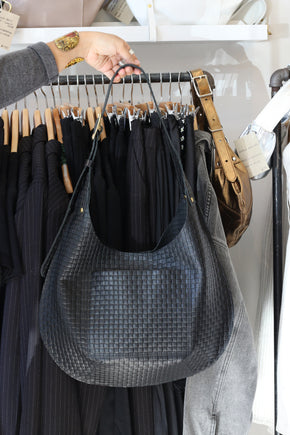 black pebbled leather hobo