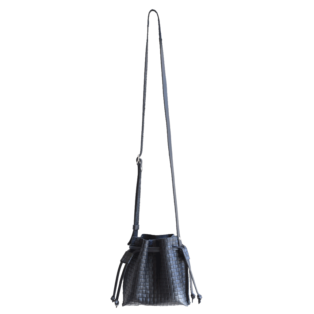 Mini Bucket Bag in Woven Noir
