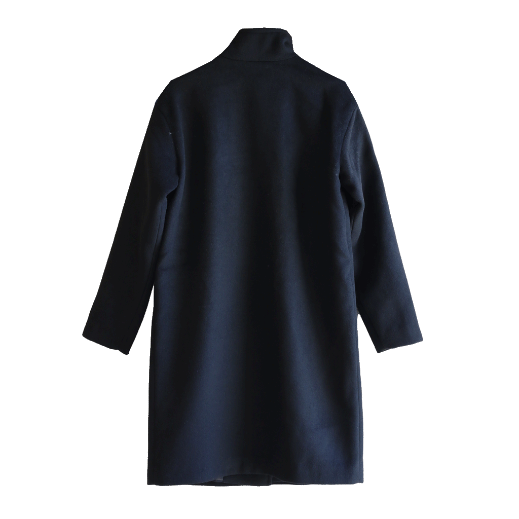 Black Wool Coat Stand Collar