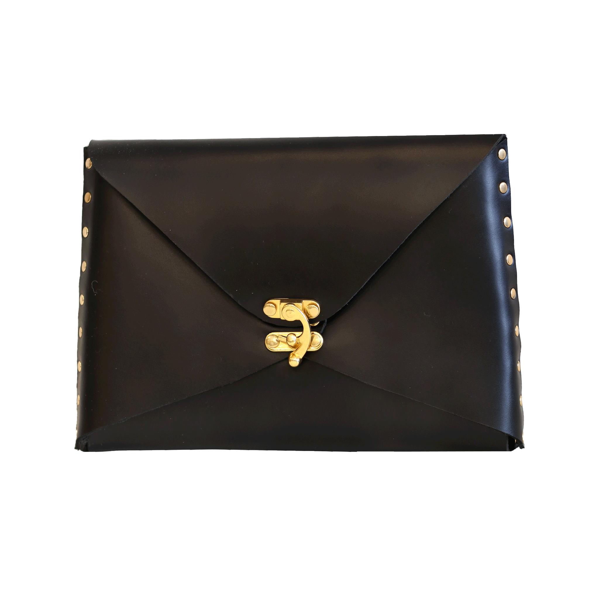 Black leather clutch