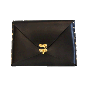 Black leather clutch