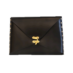 Black leather clutch