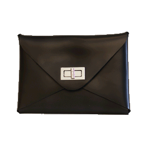 turn lock leather clutch