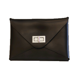 turn lock leather clutch