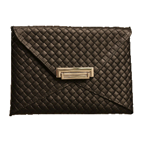 turn lock leather clutch