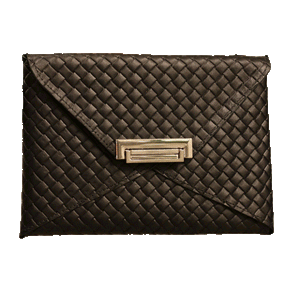 turn lock leather clutch