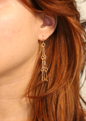 brass dangle interlock earrings