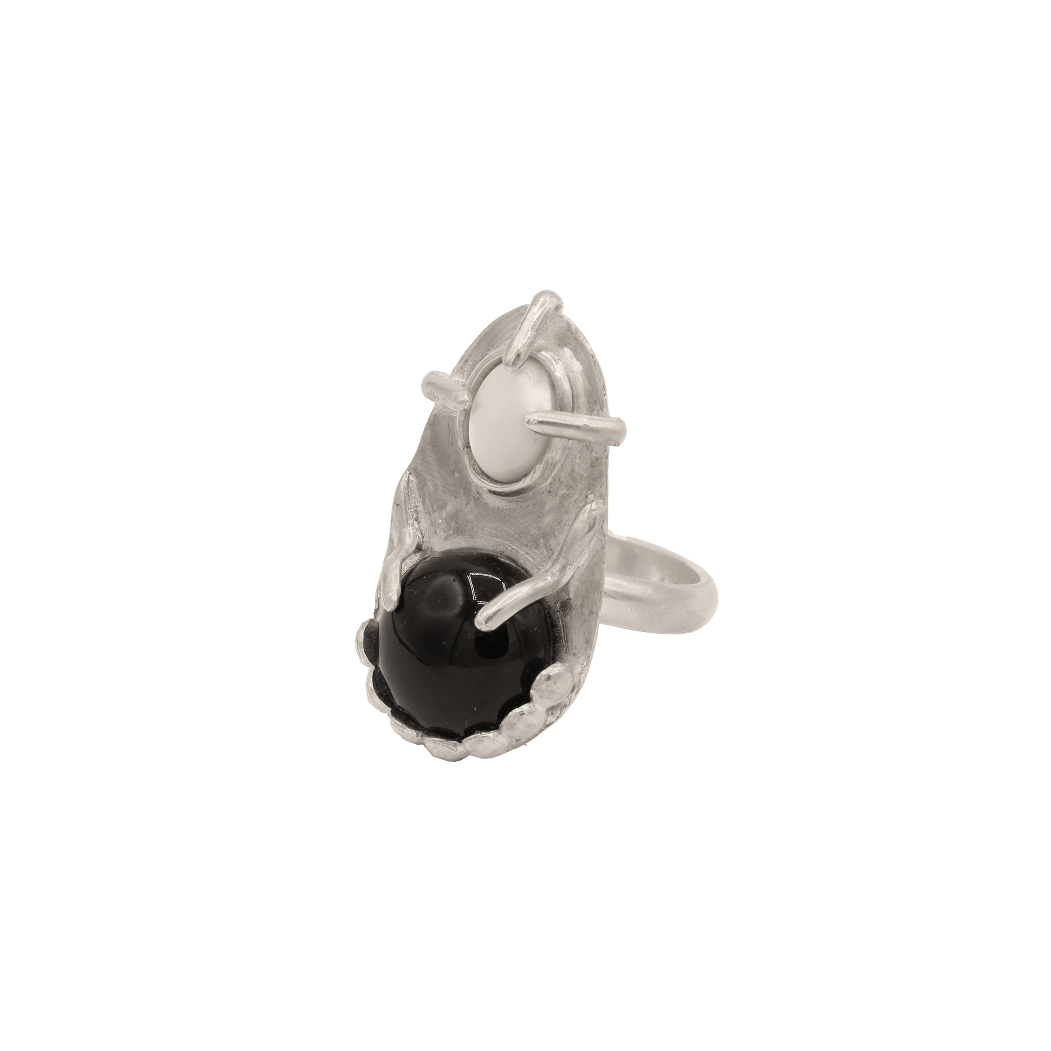 sterling silver onyx and moonstone ring