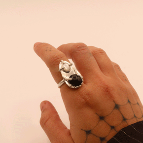 sterling silver onyx and moonstone ring